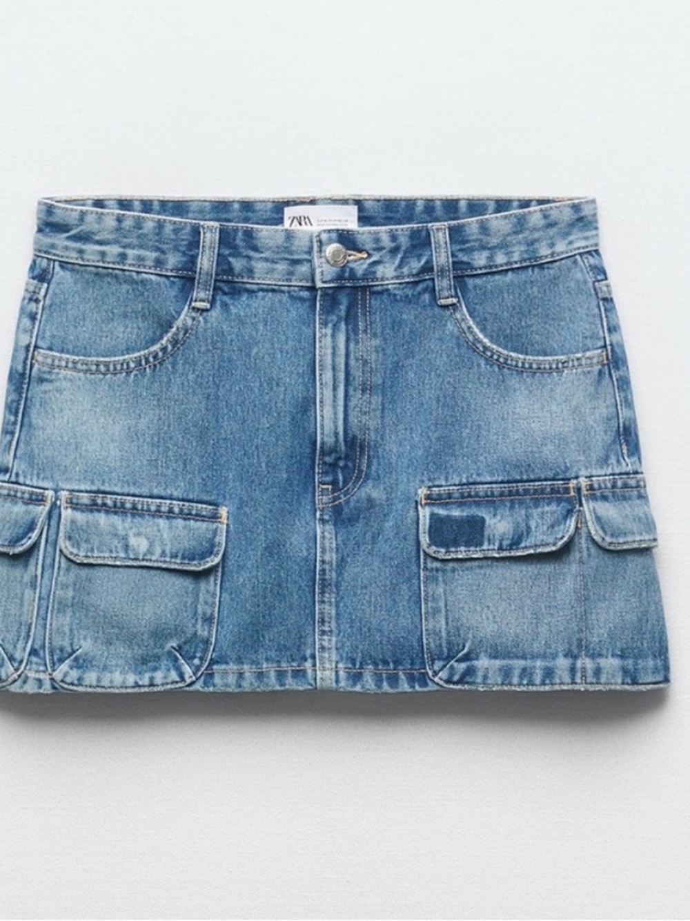 ZARA Blue Denim Cargo Mini Skirt